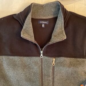 croft & barrow Men's Gray and Black Fleece Zip Front Sweater